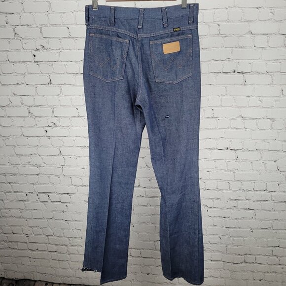 VTG Wrangler Blue Denim Western Cowboy Medium Wash Bootcut Jeans Size 28x34 - Picture 2 of 12